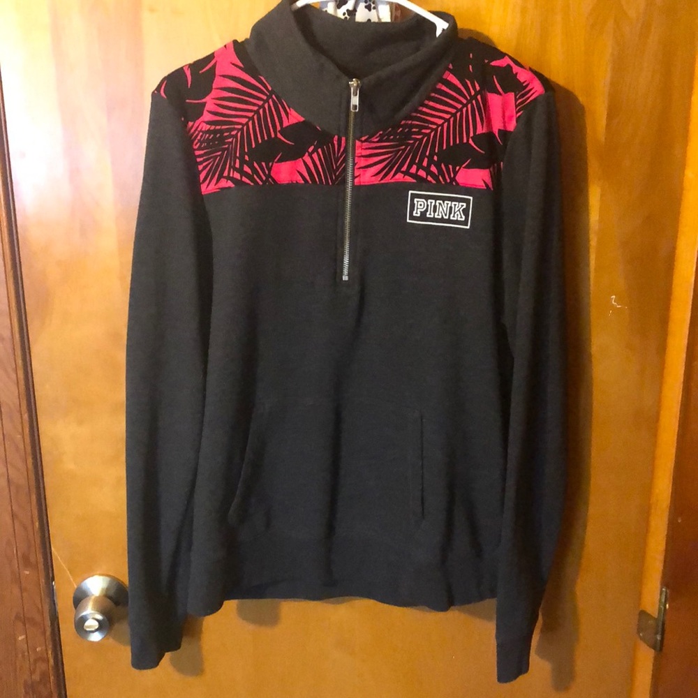 Pink half zip pull over